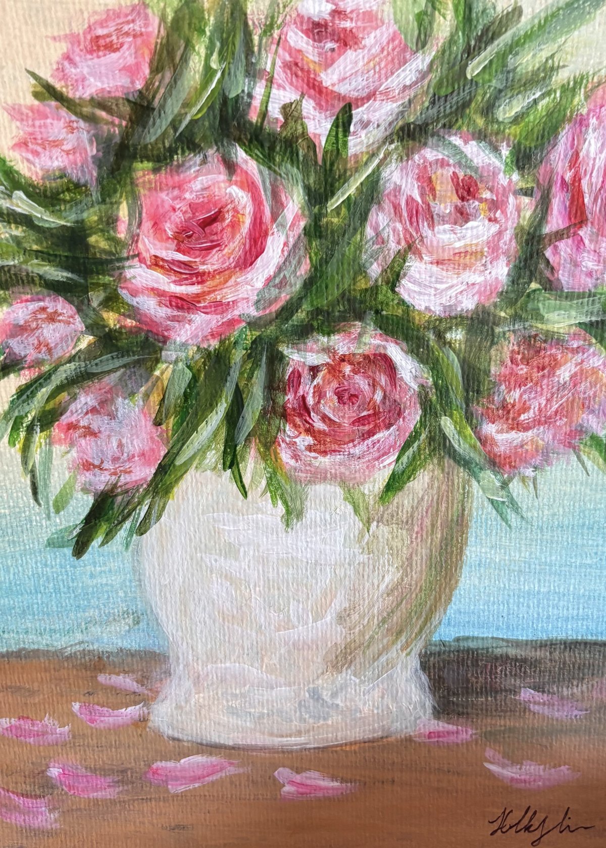 Blush Roses greeting card