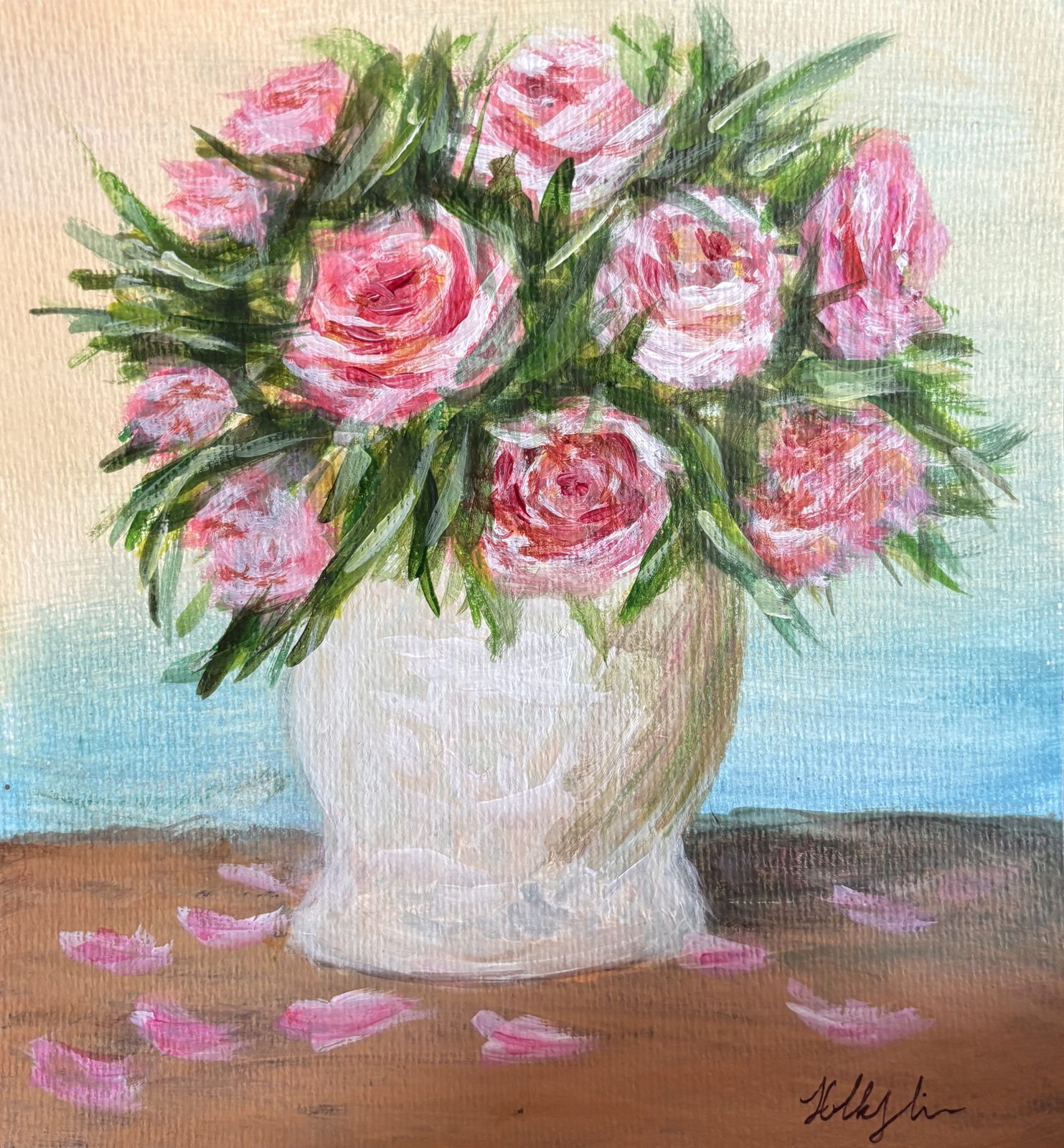 Blush Roses painting by Holly Lian